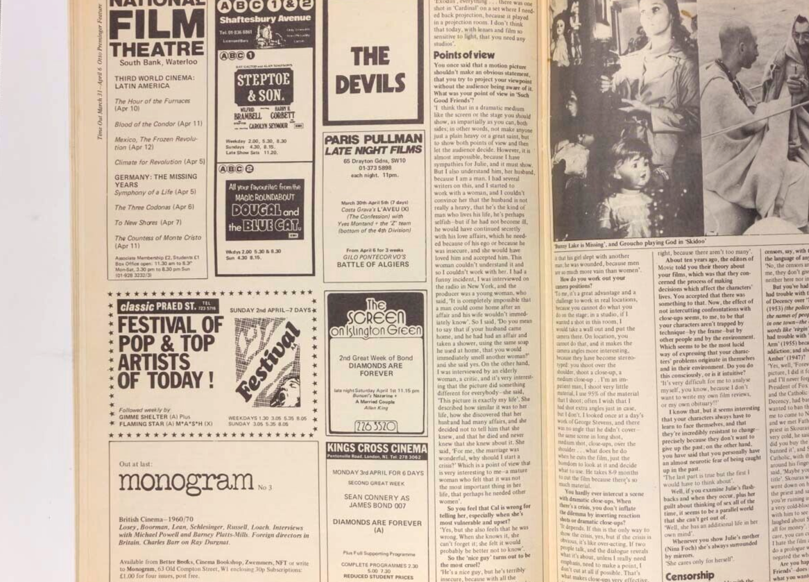 Grateful Dead OTTO PREMINGER Procul Harum BALLET RAMBERT Time Out magazine 70's