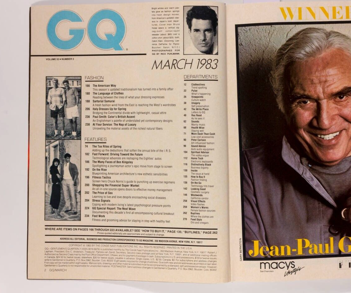 Bruce Hulse WEBER Chuck Norris CDG Lorne Greene BASQUIAT Madonna KEITH HARING GQ