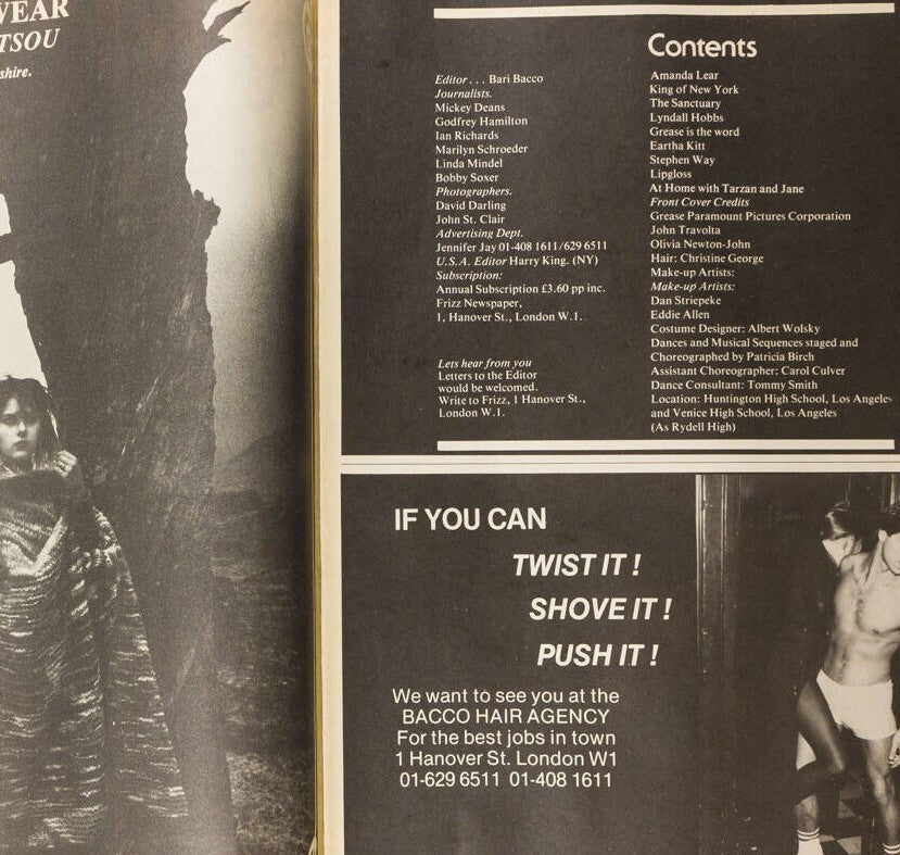 OLIVIA NEWTON JOHN Jaws EARTHA KITT Amanda Lear FRANKIE ALBANO Frizz magazine UK