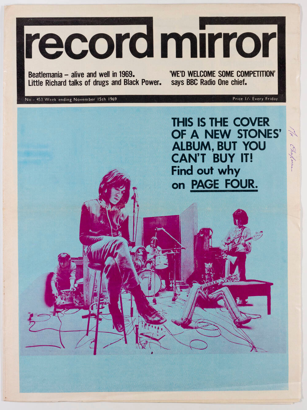 Rolling Stones JOHN LENNON Yoko Ono T-REX Little Richard RECORD MIRROR magazine
