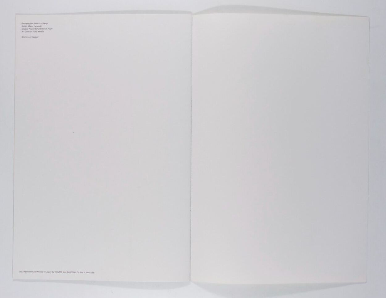 Comme Des Garcons 1986 Homme Plus CATALOG lookbook 3 PETER LINDBERGH Toji Murata