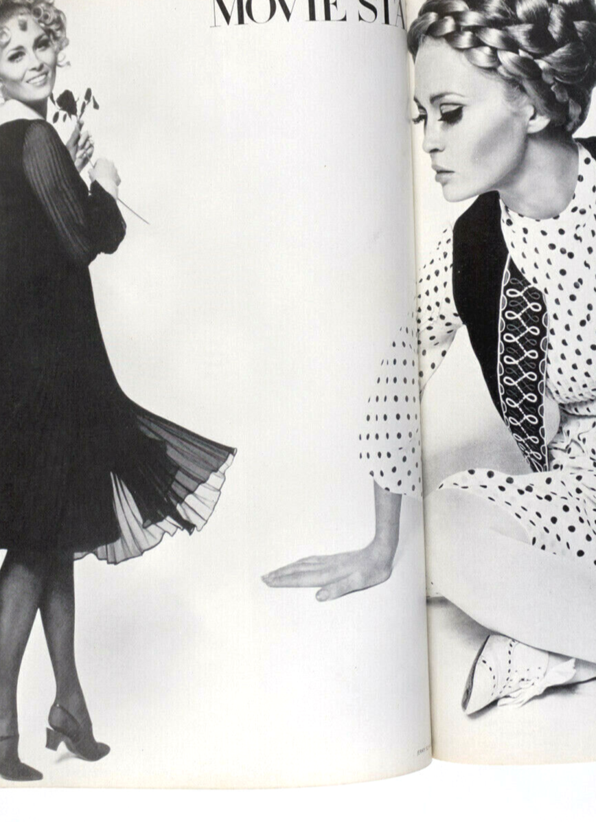 FAYE DUNAWAY Anjelica Huston TREVOR NUNN Helmut Newton NZ Vogue May 1968 BARDOT