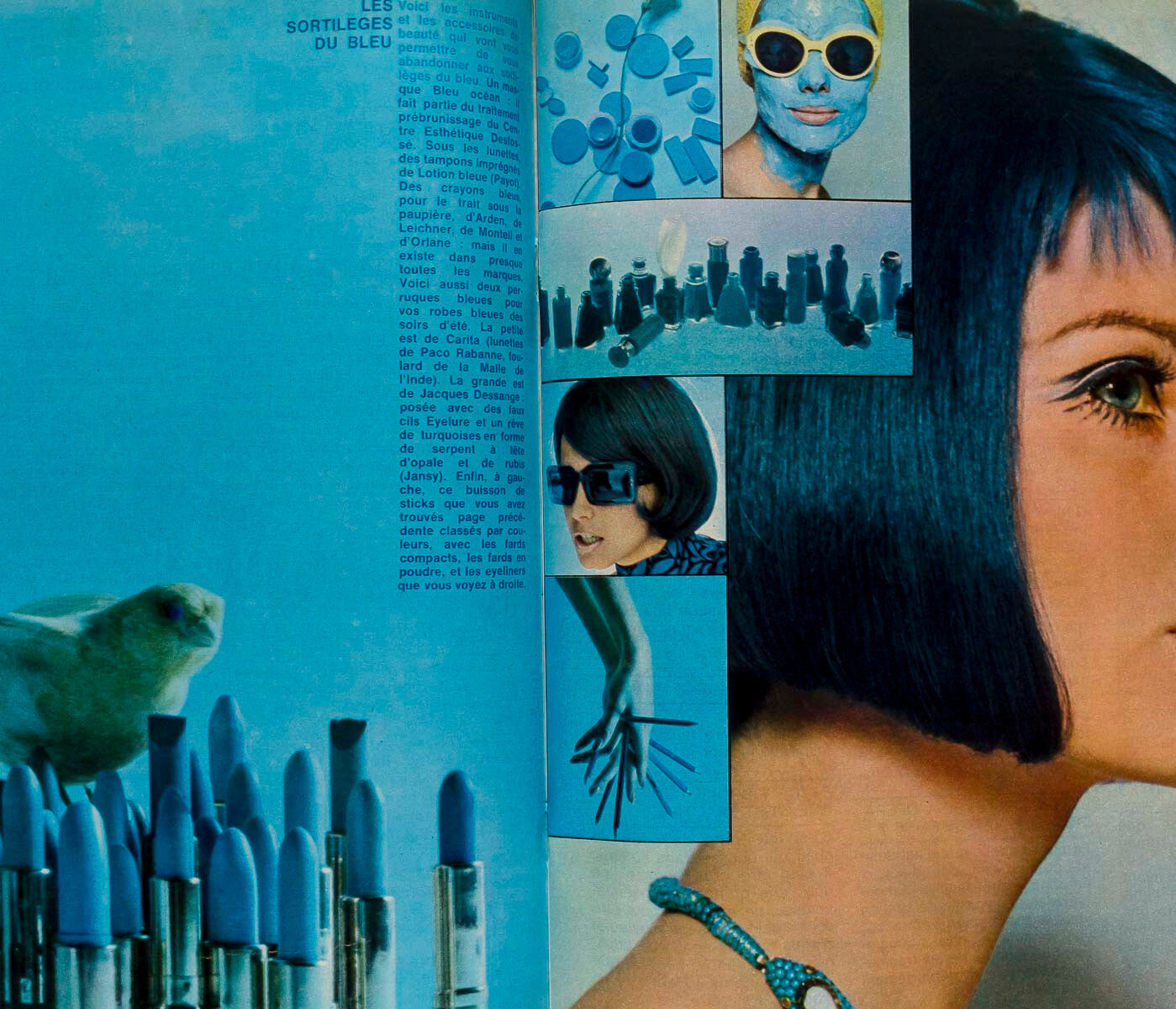 Nicole de Lamarge BLUE WAVE Duffy  FRENCH ELLE magazine May 1966 Juliette Greco