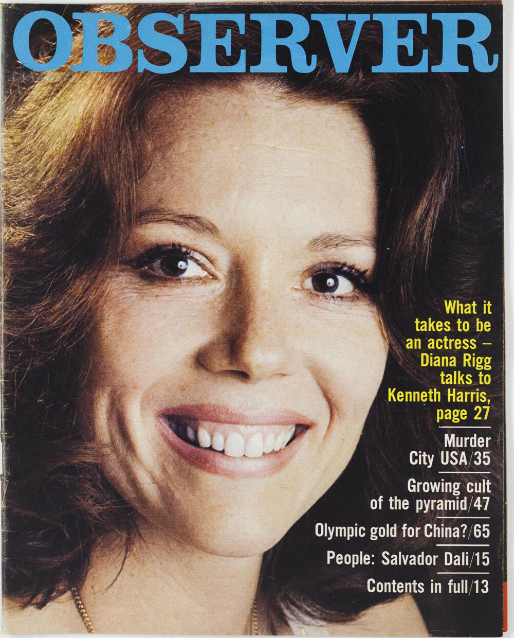 DIANA RIGG Salvador Dali COLE YOUNGER Arnold Weissberger MUA ~ OBSERVER magazine