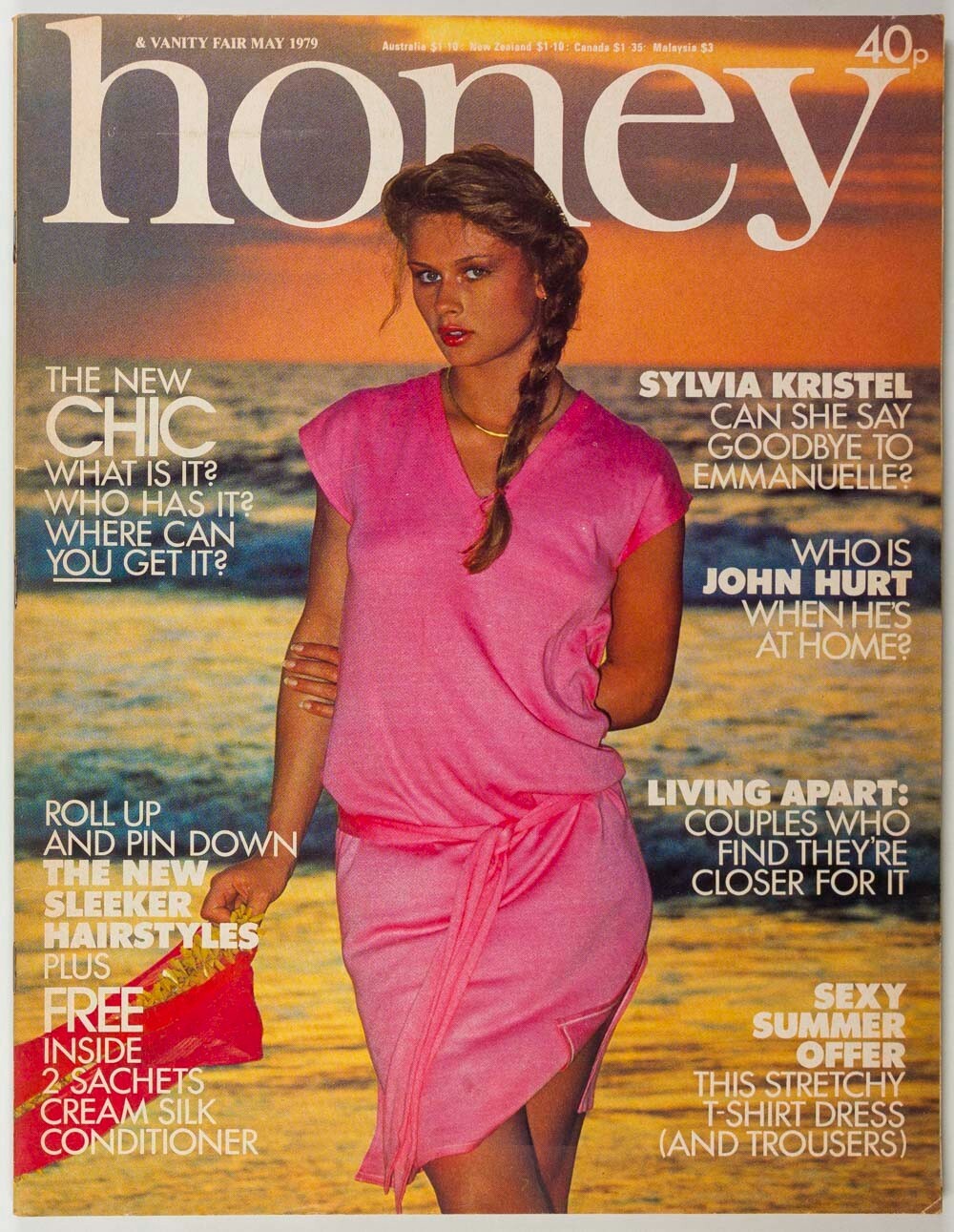 SYLVIA KRISTEL Tina Chow JOHN HURT Honey magazine May 1979 SRI LANKA Soho RITZY