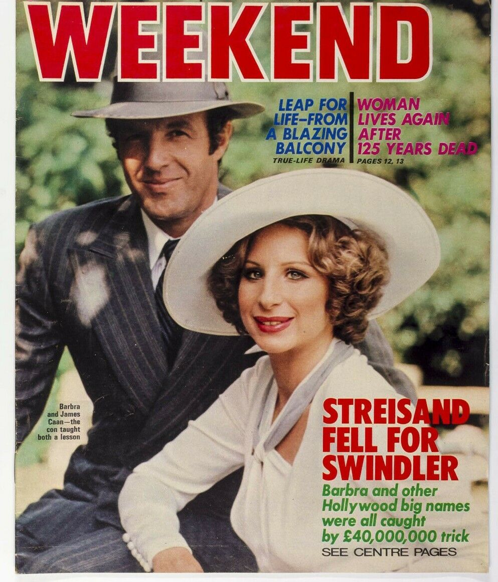 BARBRA STREISAND James Caan JACQUELINE BISSET Mia Farrow WEEKEND magazine UK 70s