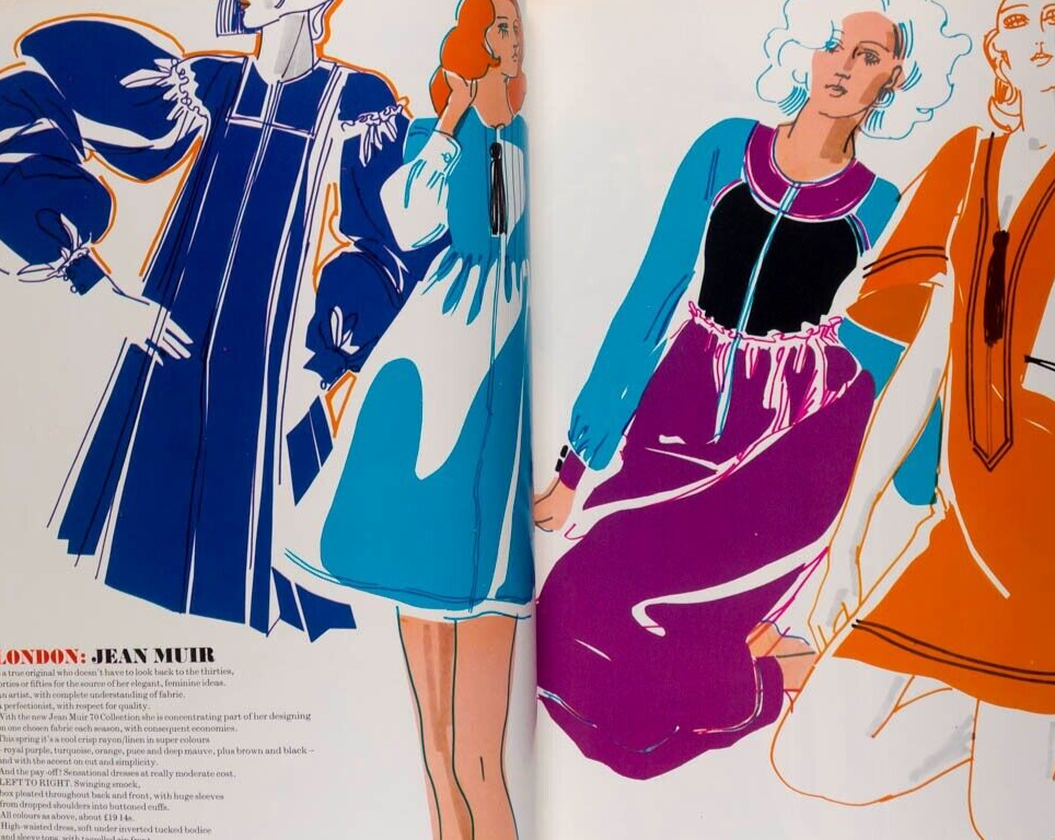 Designers at home RICHARD NEVILLE Caroline Munro HARPERS March 1970 Jules Crahay