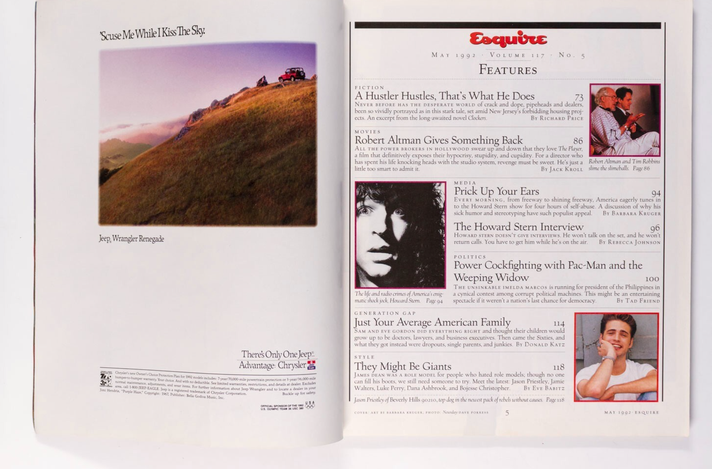 Howard Stern BARBARA KRUGER Courteney Cox ESQUIRE magazine 1997 JASON PRIESTLEY