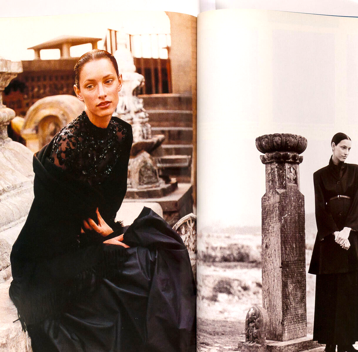 Tatjana Patitz LAETITIA CASTA Perry Ogden MARIE CLAIRE UK Dec 1994 Liberace DKNY