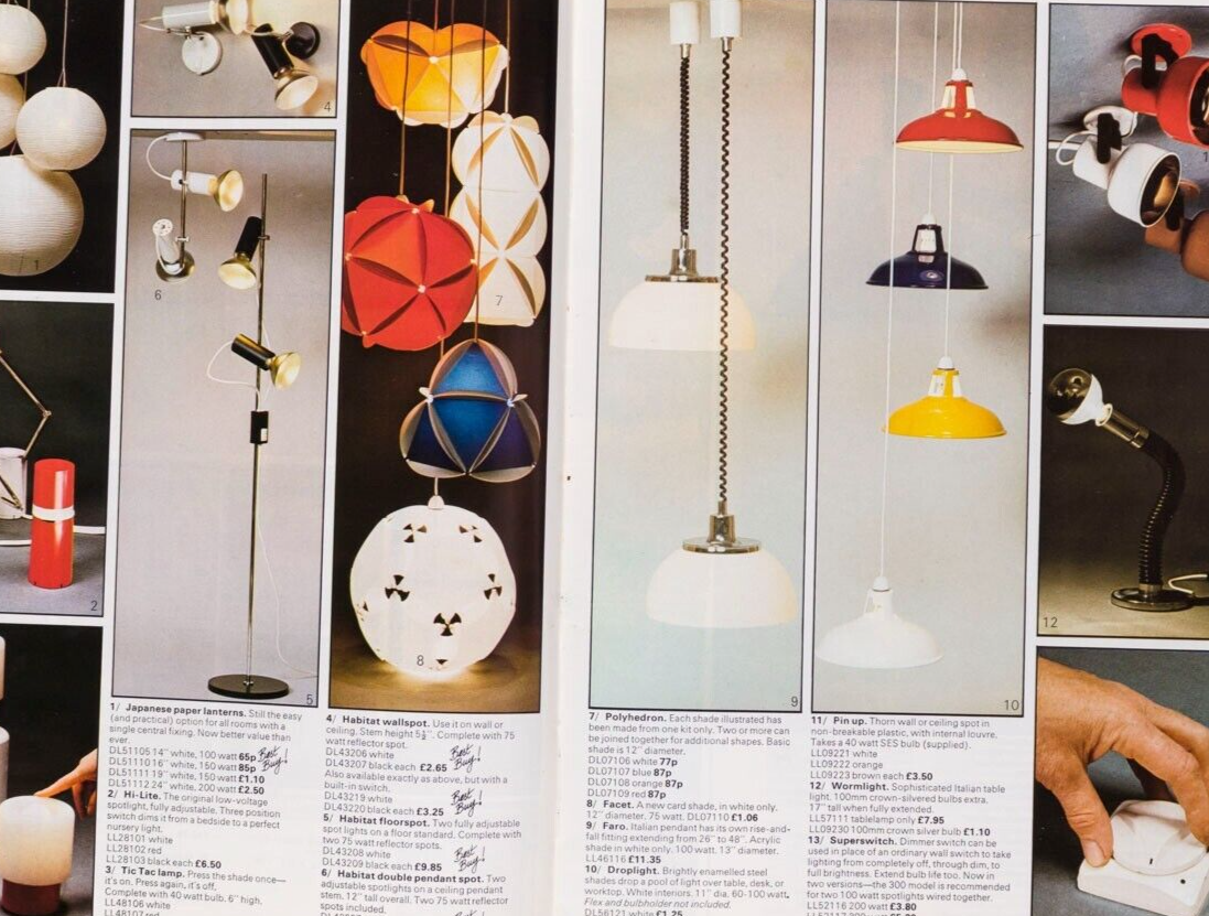 HABITAT Winter 72 catalog PALASET Conran STORAGE Lights INTERIOR DESIGN magazine