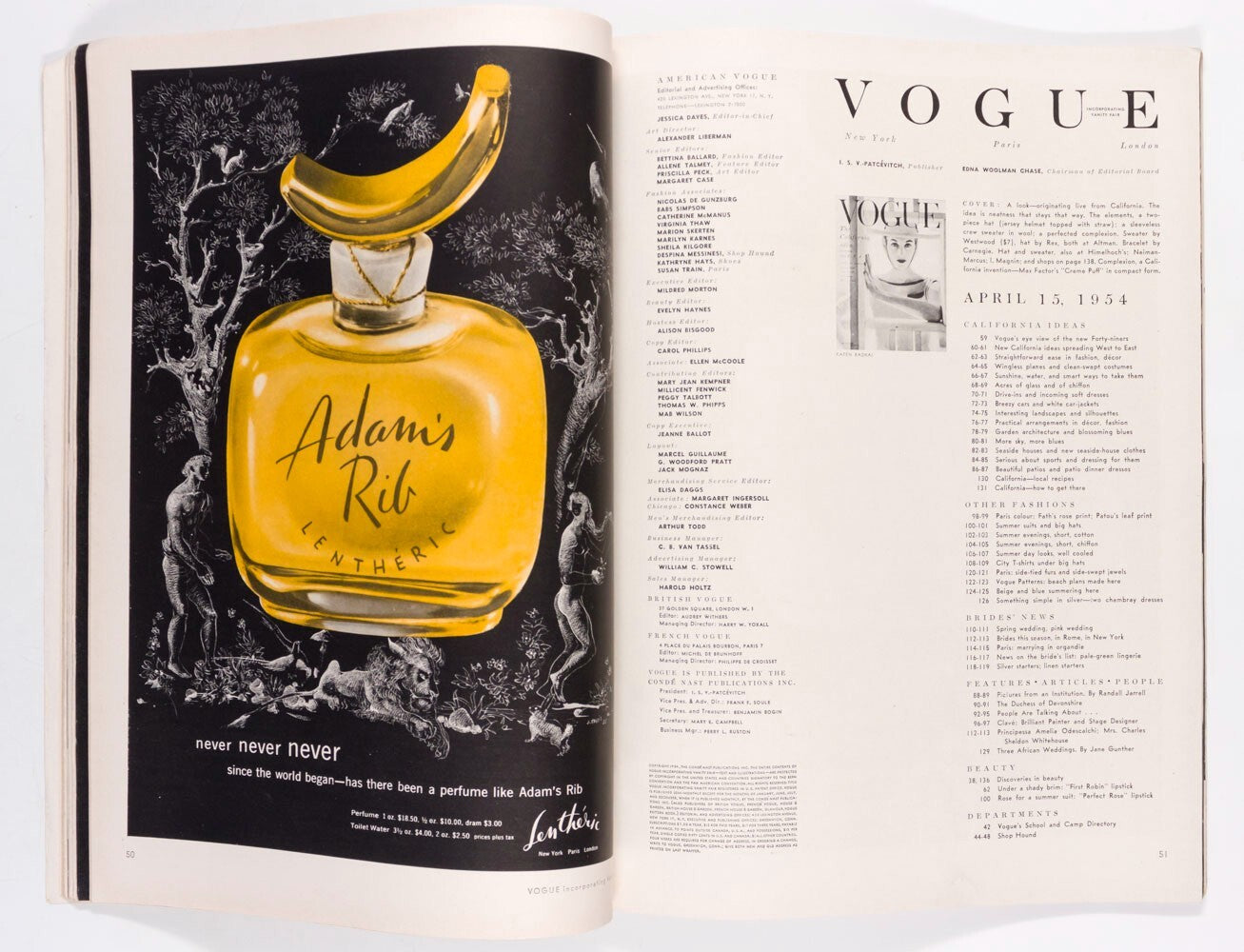 Mildred Kornman DUCHESS OF DEVONSHIRE Sportswear VOGUE April 1954 Fath PATOU vtg