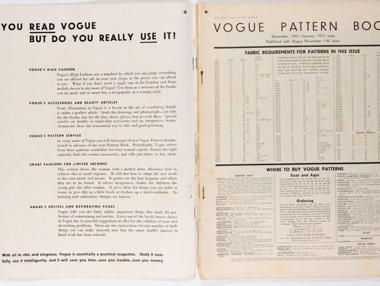 VOGUE PATTERN book December 1931 GEORGES LEPAPE Fashion WINTER Art Deco UK Women