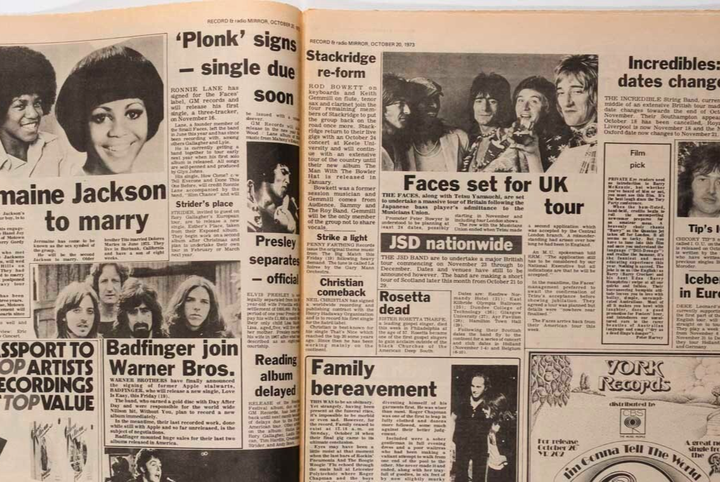 THE SWEET Bowie TWIGGY Record Mirror magazine October 1973 New York Dolls SLADE