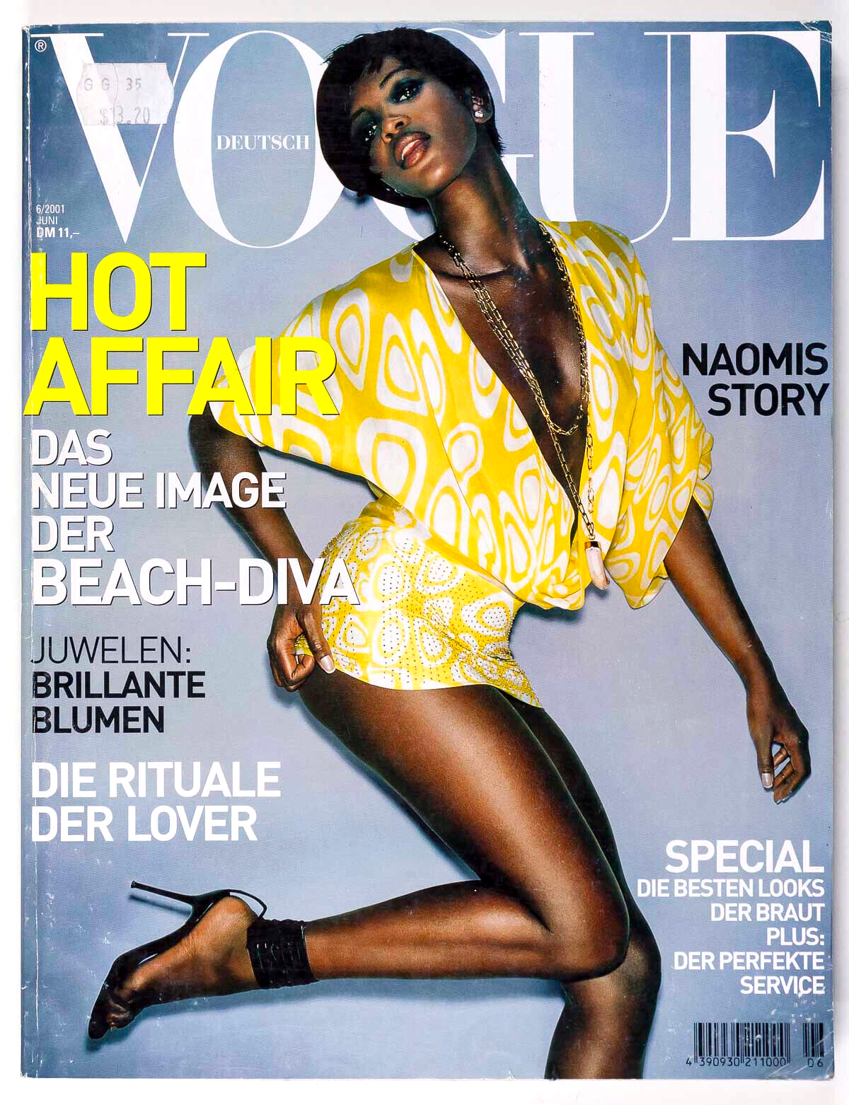 NAOMI CAMPBELL STORY interview MARIA GRAZIA CUCINOTTA vtg VOGUE GERMAN 2001 June