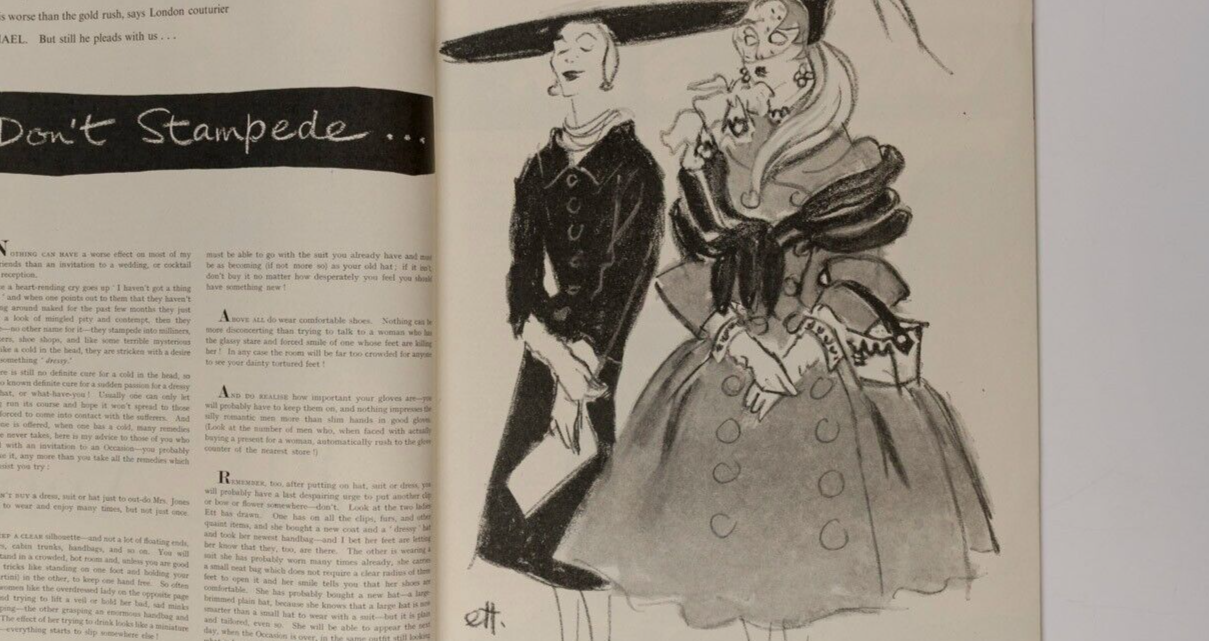 Hardy Amies RENE GRUAU Mouchy WOMAN & BEAUTY magazine 1955 March ANN SEYMOUR Ett