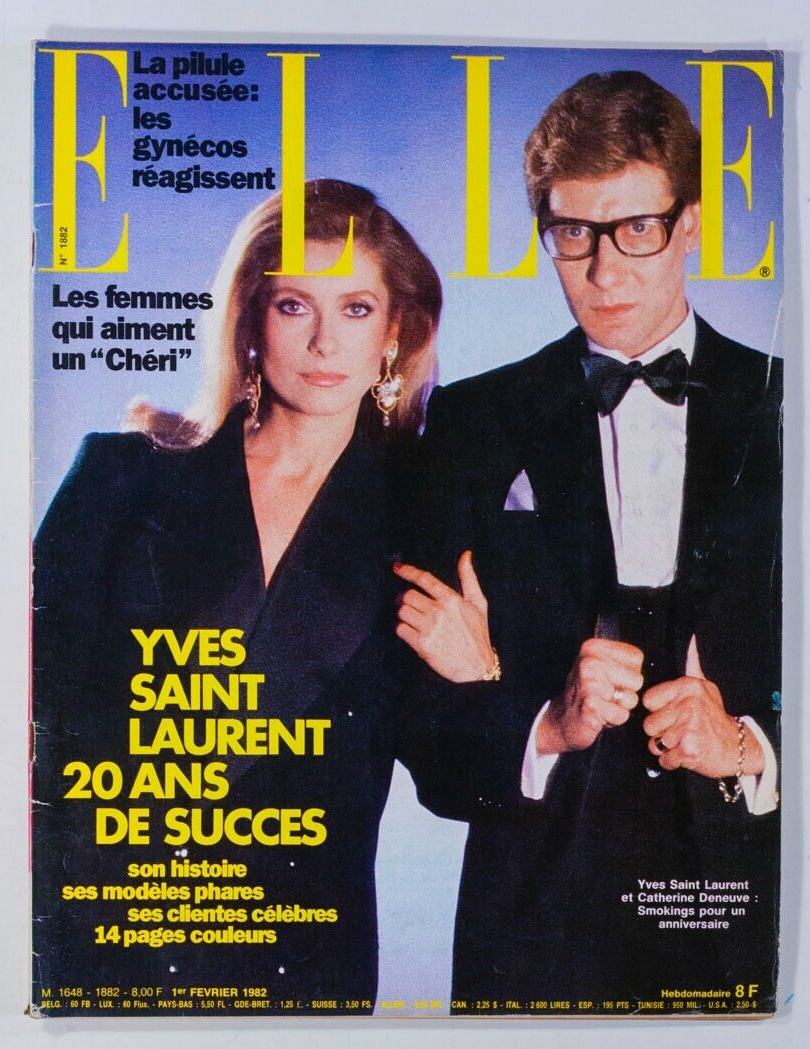 Catherine Deneuve YVES SAINT LAURENT Tom Waits TERENCE STAMP Elle France 1982