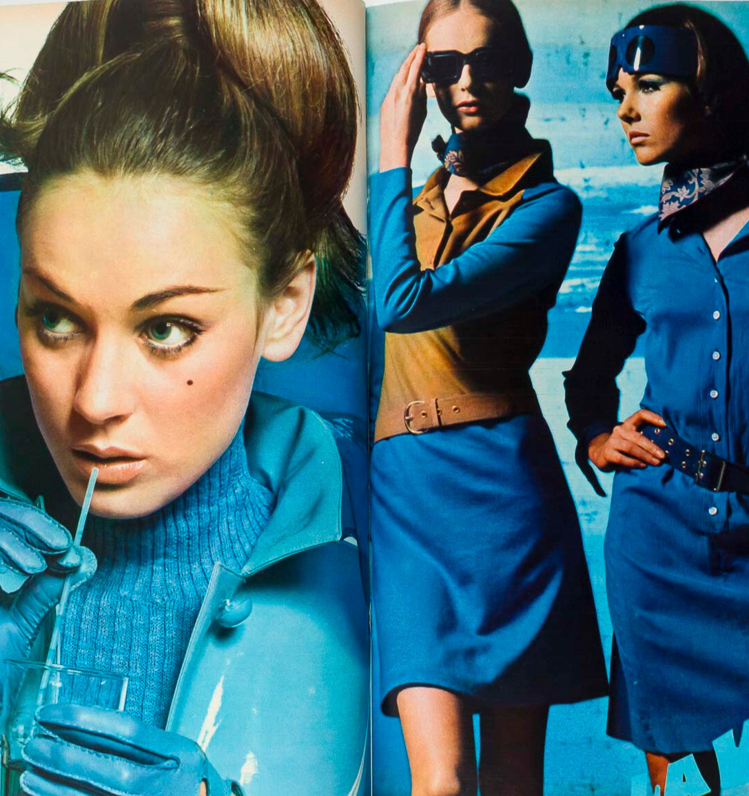 Nicole de Lamarge BLUE WAVE Duffy  FRENCH ELLE magazine May 1966 Juliette Greco