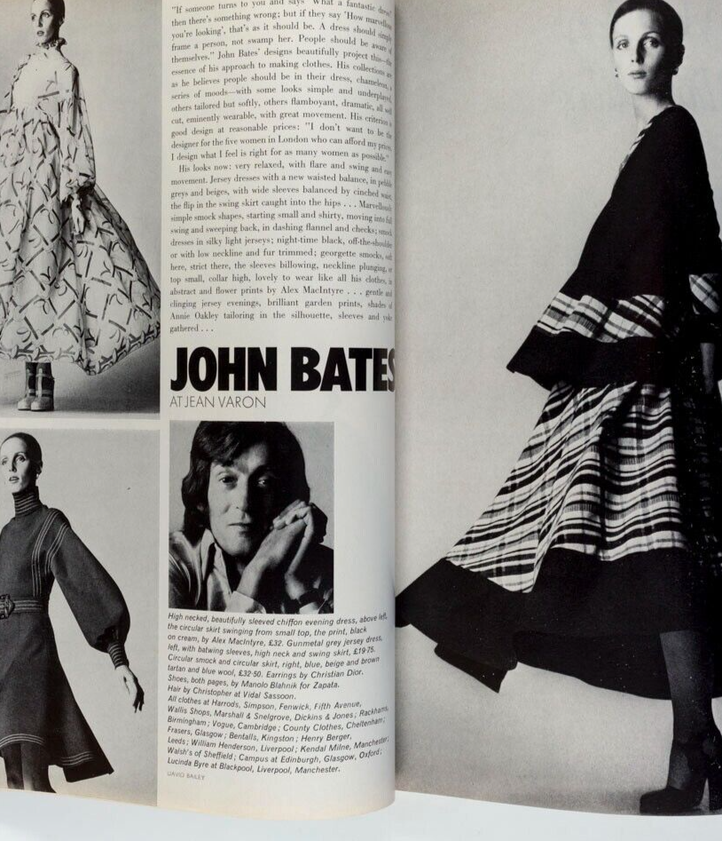 Sue Baloo JEAN MUIR Dior menswear VOGUE September 15 1972 Jan Ward BILL GIBB vtg