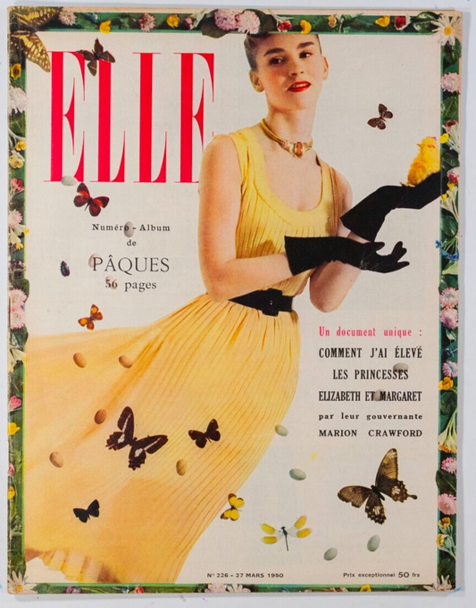 Princess Elizabeth Margaret by nanny MARION CRAWFORD Elle 1950 Butterfly PAQUES