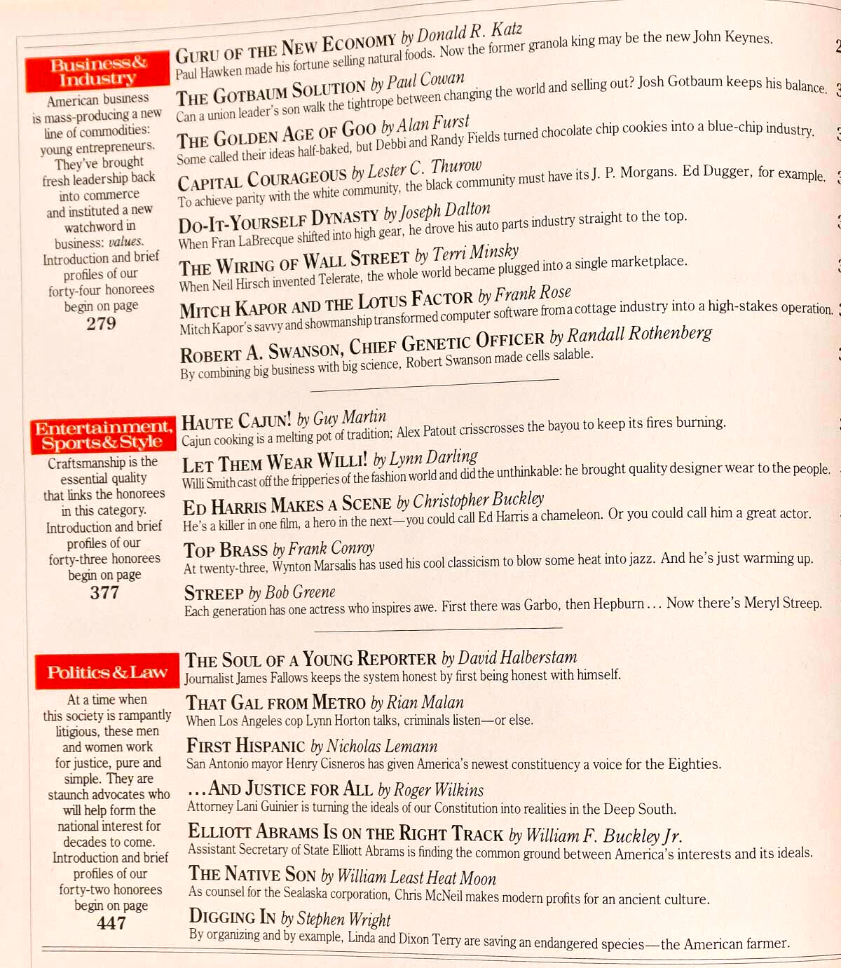 Willi Smith MERYL STREEP Peter Sellers ESQUIRE December 1984 Ed Harris MARSALIS