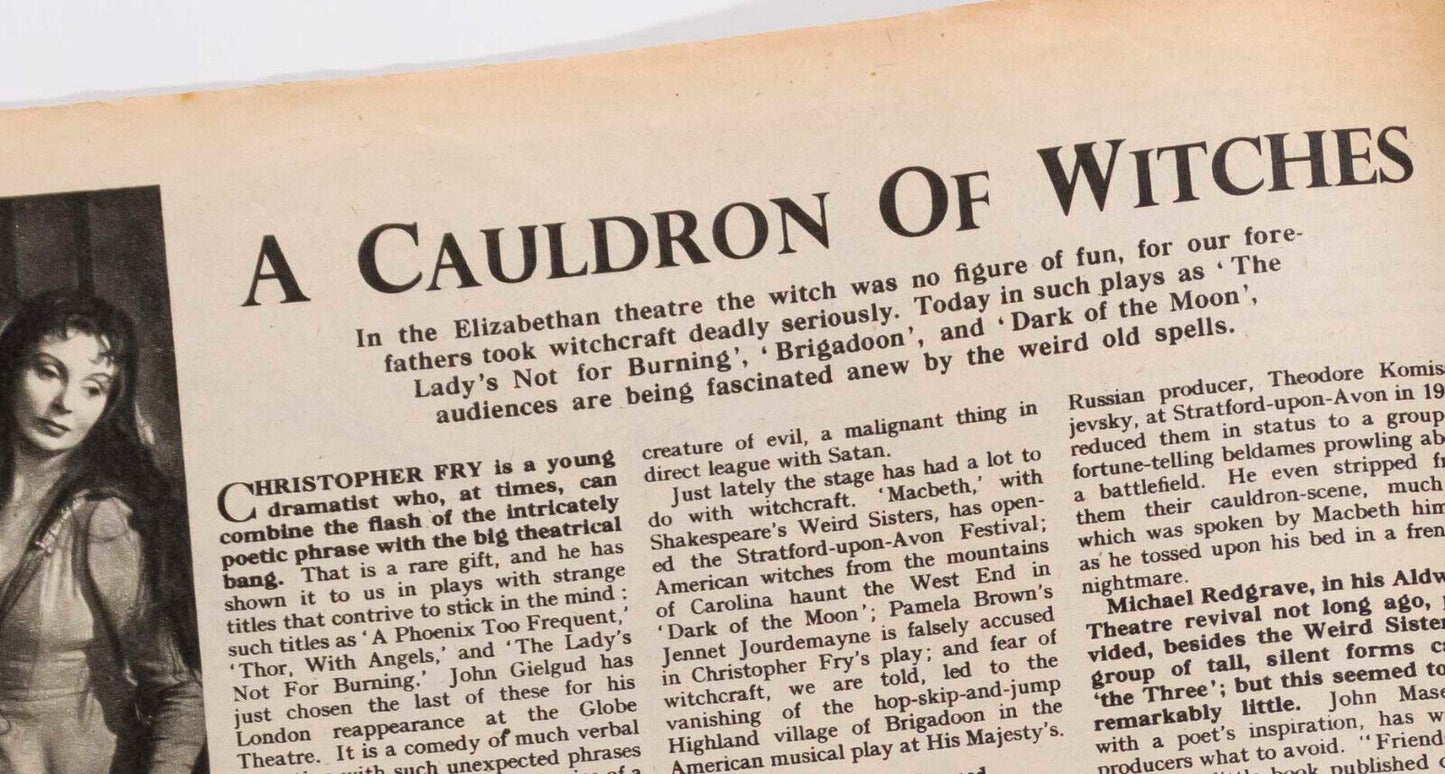 WITCHCRAFT in the theatre A CAULDRON OF WITCHES Occult on Stage RARE UK magazine