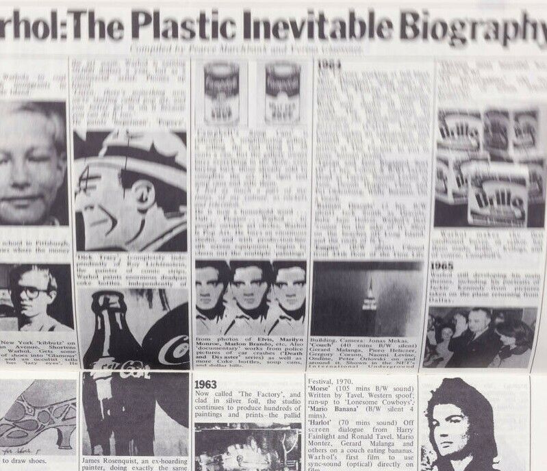 ANDY WARHOL JANE FORTH JOHN COPLANS in interview TIME OUT London magazine 1970's