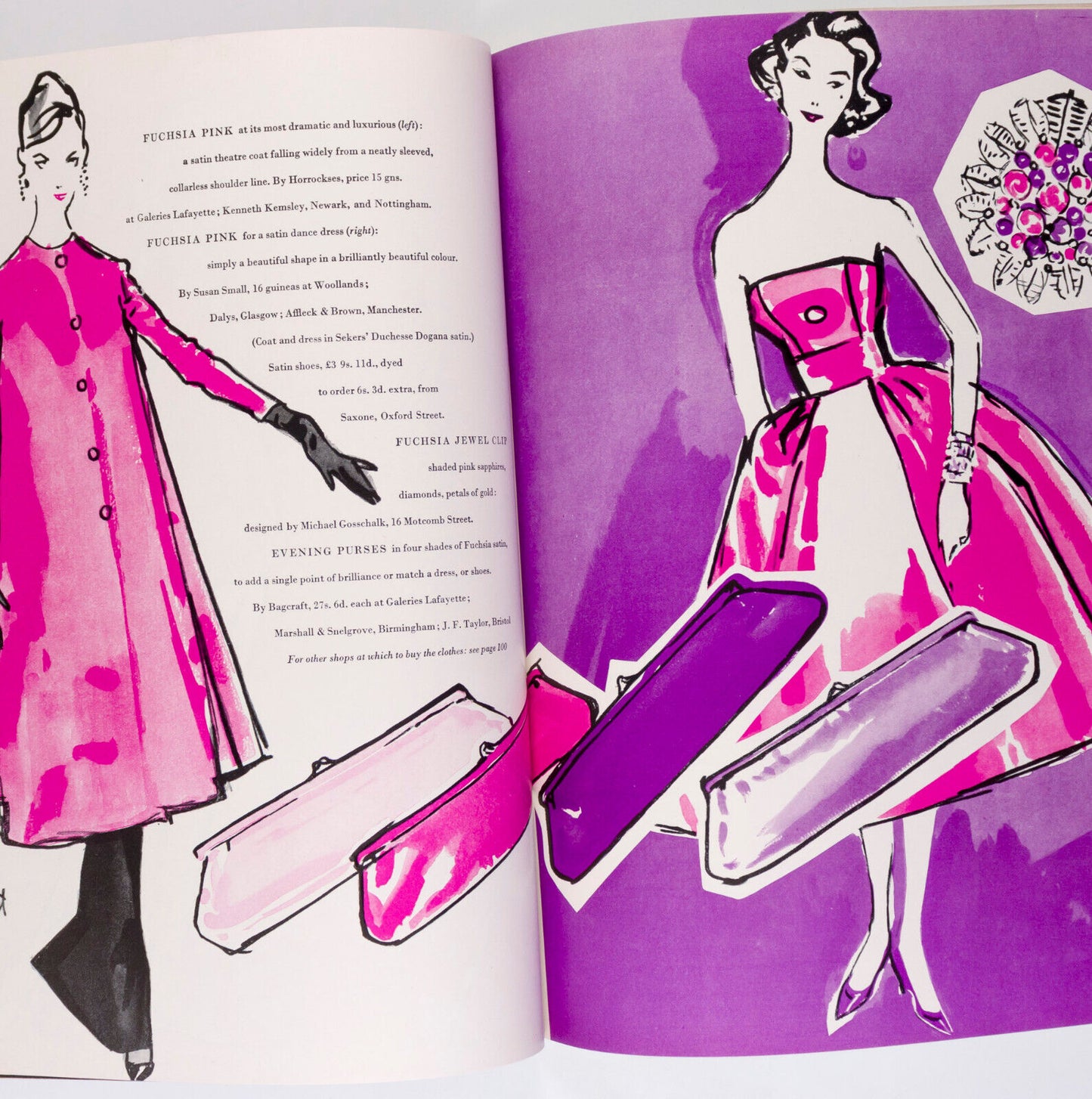 Marie Helene Arnaud NORMAN PARKINSON Helmut Newton RENE BOUCHE vtg FUCHSIA VOGUE