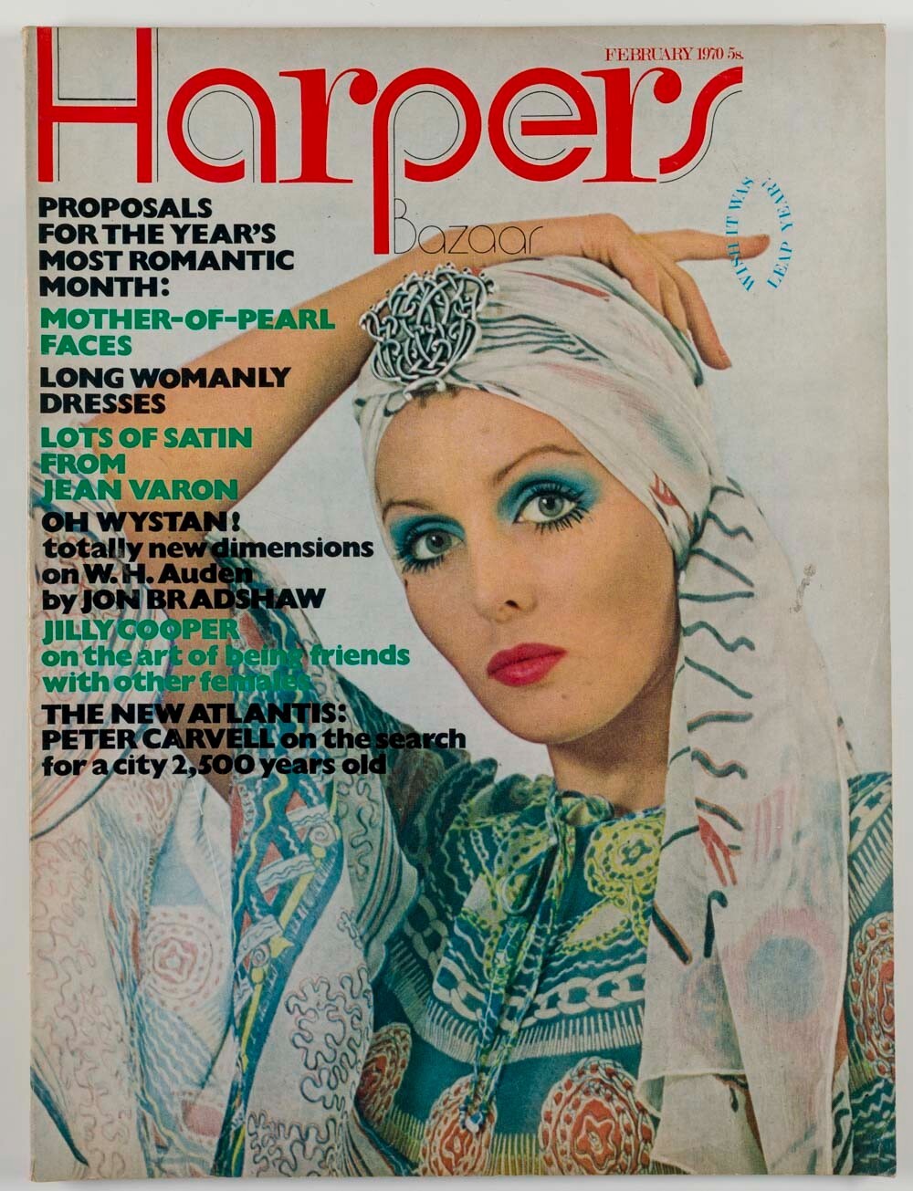 ZANDRA RHODES Jilly Cooper JEAN VARON Harpers Bazaar February 1970 vtg W H AUDEN