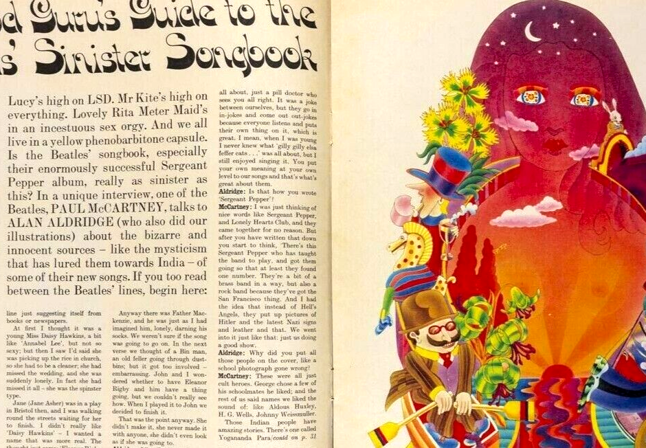 Alan Aldridge PAUL McCARTNEY Beatles MARIE LLOYD Observer magazine 1967 November