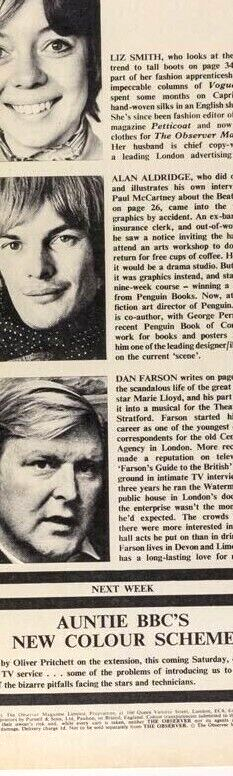 Alan Aldridge PAUL McCARTNEY Beatles MARIE LLOYD Observer magazine 1967 November