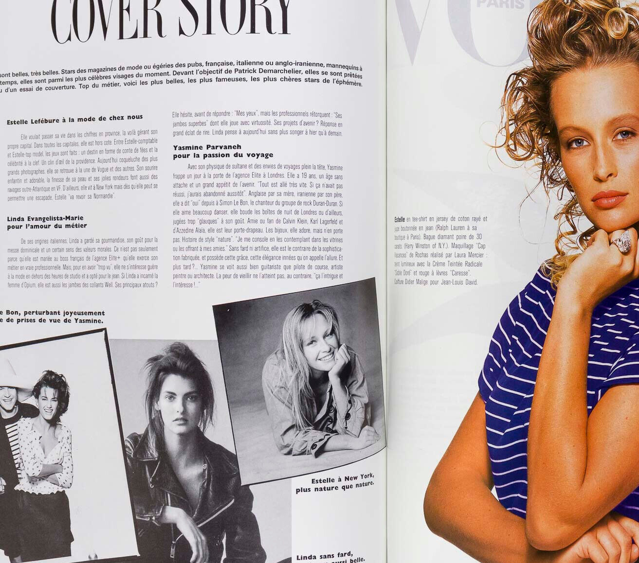 LINDA EVANGELISTA Yasmin Le Bon CHRISTY TURLINGTON Paris Vogue April 1988 Bijoux