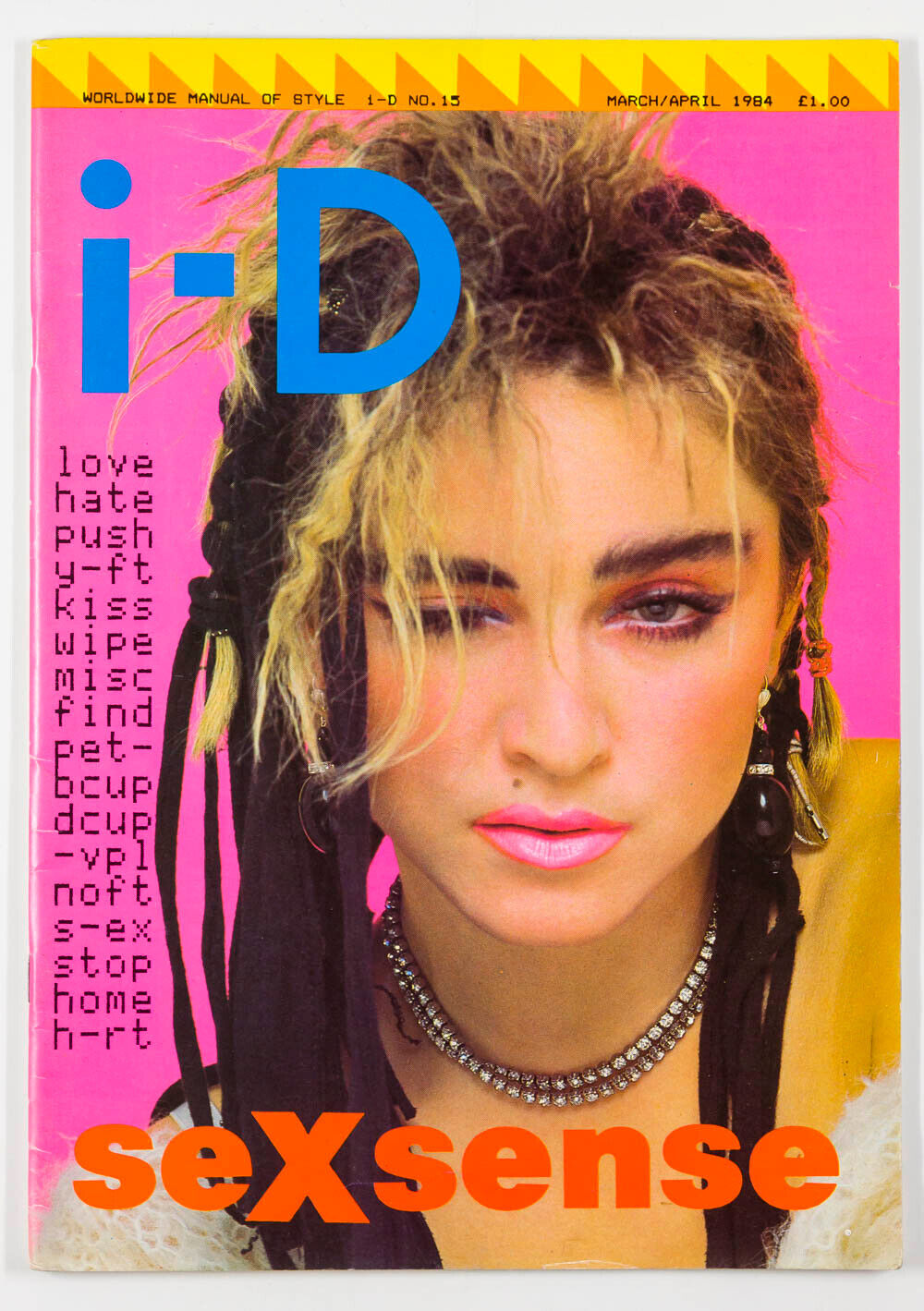 MADONNA's 1st magazine cover! i-D 1984 # 15 TOSCANI Fiorucci MARK LEBON seXsense