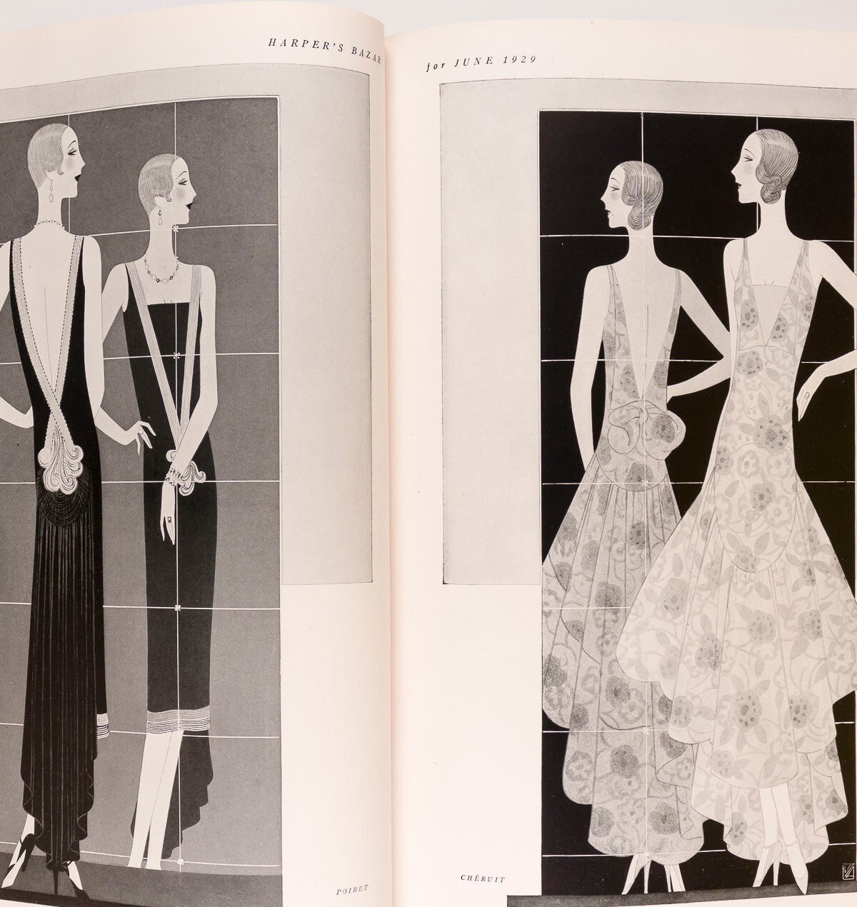 Erte ART DECO Harford Powel HARPER'S BAZAAR magazine US June 1929 Vuitton POIRET