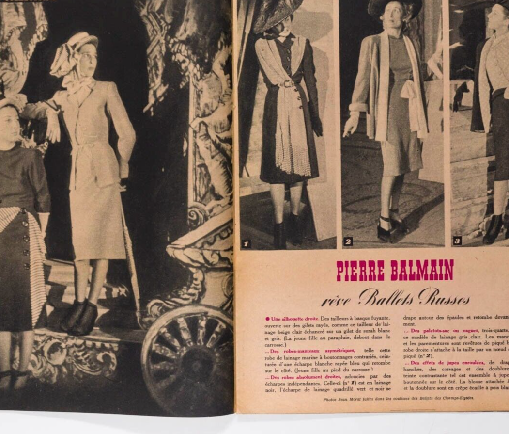 Rene Gruau SCHIAPARELLI Lucien Lelong ELLE FRANCE April 1946 Ballet Russes VTG
