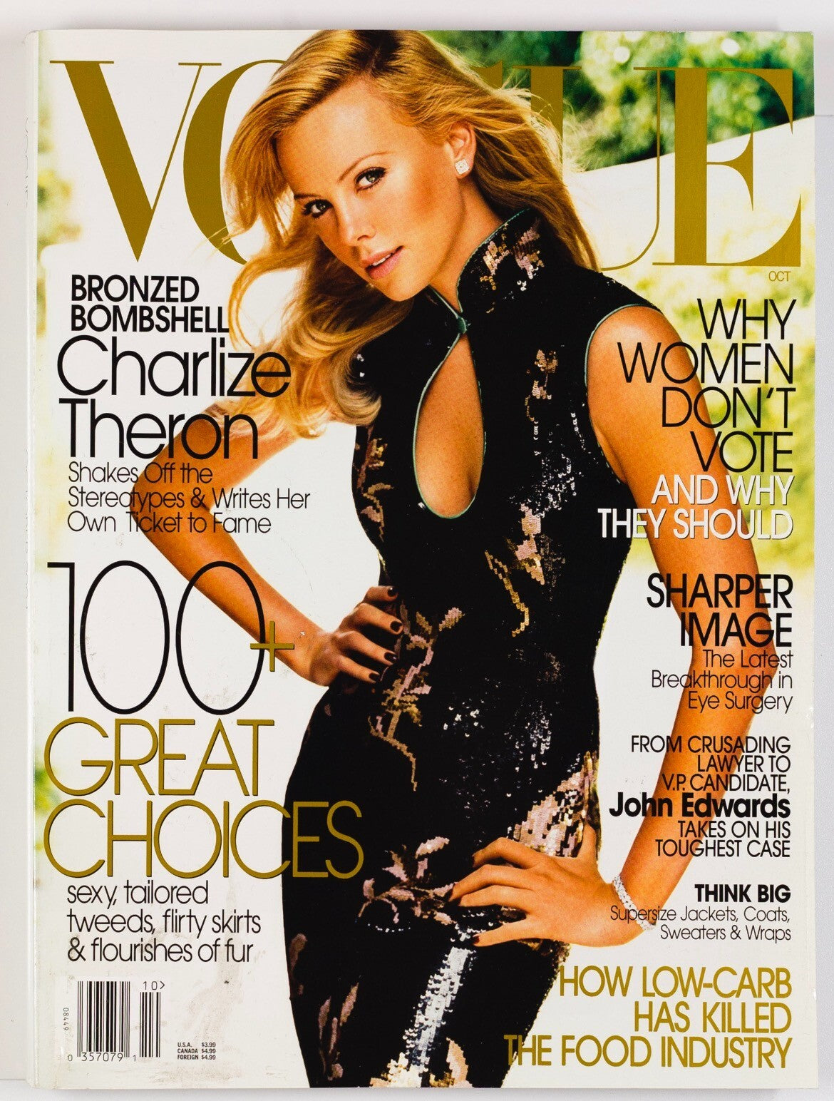 Charlize Theron JOHN EDWARDS Supersize coats US VOGUE magazine October 2004 Vote