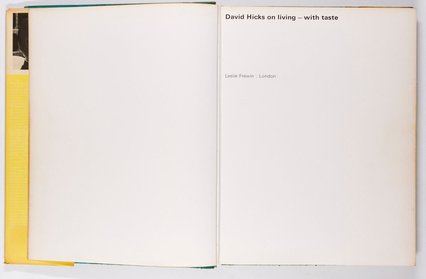 David Hicks ON LIVING WITH TASTE 1st edition HB Interior Design VTG Reference US