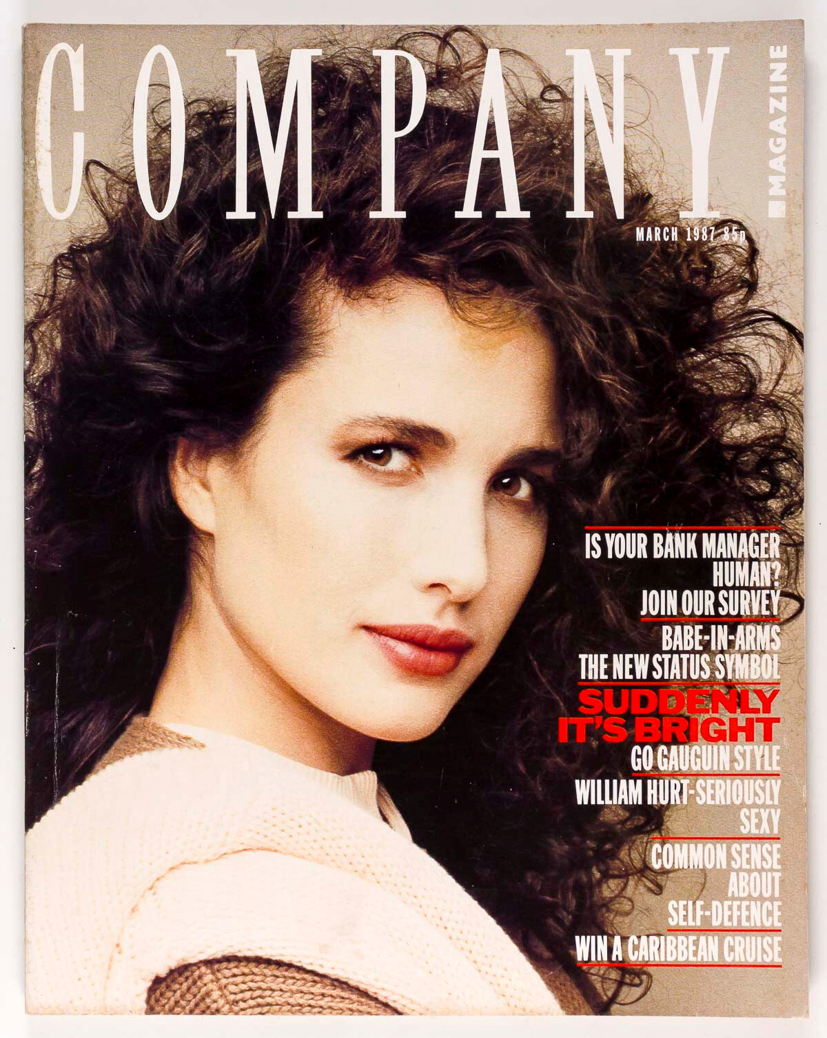 ANDIE MACDOWELL William Hurt NAOMI CAMPBELL Company magazine 1987 Talisa Soto UK