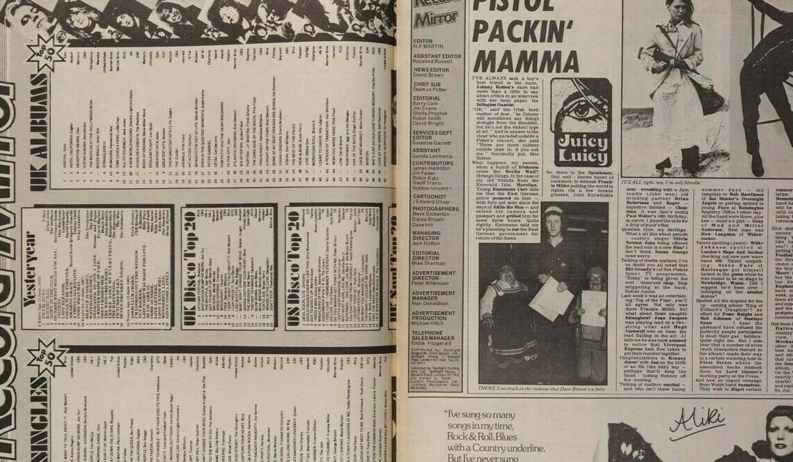 MARC BOLAN Sex Pistols JAMIE REID Boz Scaggs RULA LENSKA Record Mirror magazine