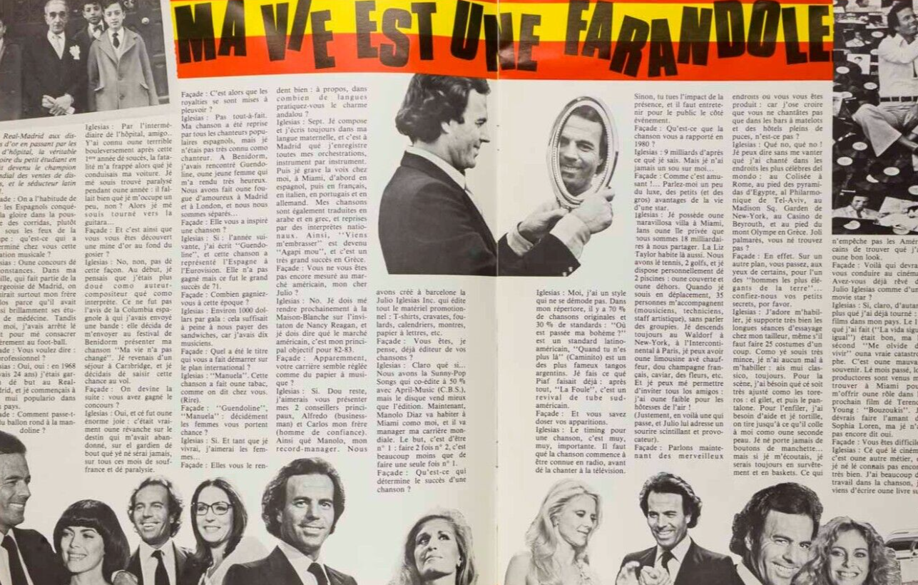 Gerard Depardieu FRANCOISE HARDY Djmela FACADE magazine # 11 1982 Julio Iglesias