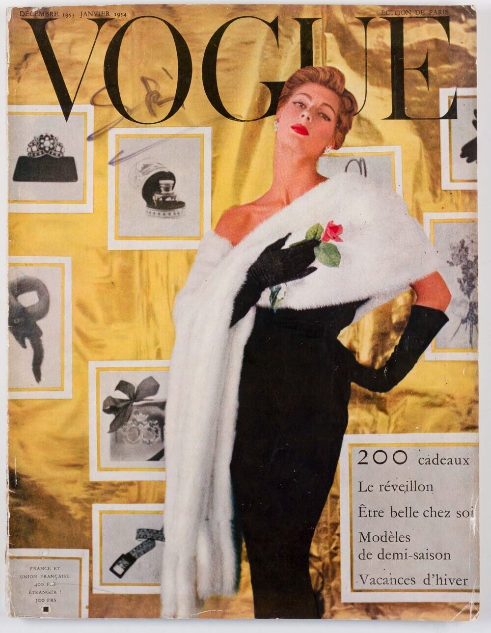 Fiona Campbell-Walter WINTER HOLIDAY FASHION Paris Vogue DEC 1953 -JAN 1954 vtg