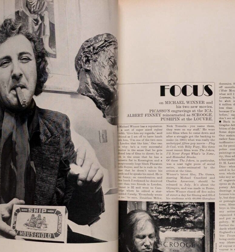 Designers at home RICHARD NEVILLE Caroline Munro HARPERS March 1970 Jules Crahay