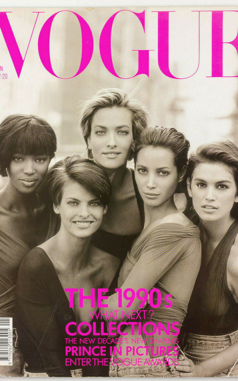 TURLINGTON Naomi PETER LINDBERGH Jan 1990 Vogue Supermodels ~ OBSERVER MAGAZINE