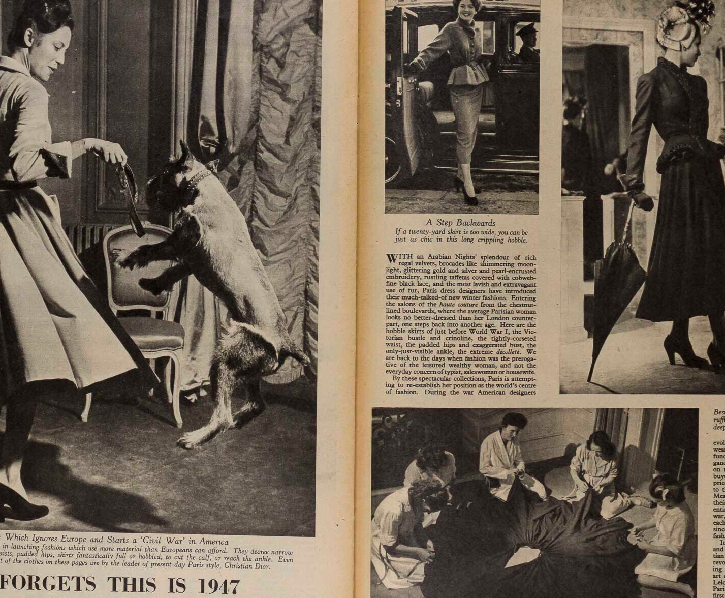 CHRISTIAN DIOR Look NEW YORK Alfred Hitchcock CADBURY'S VOGUE Picture Post 1947