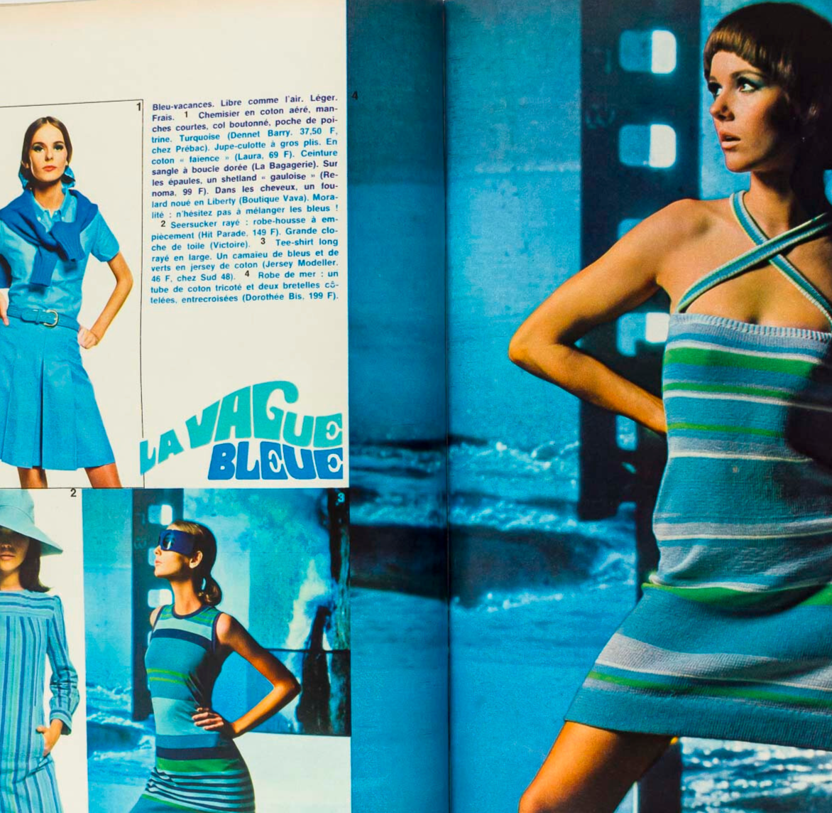 Nicole de Lamarge BLUE WAVE Duffy  FRENCH ELLE magazine May 1966 Juliette Greco