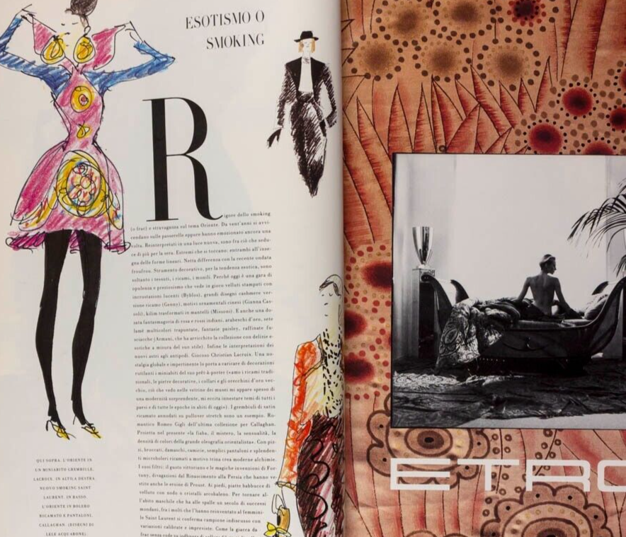 MATS GUSTAFSON silk paisley chiffon taffeta brocade VOGUE ITALIA fabric supp VTG