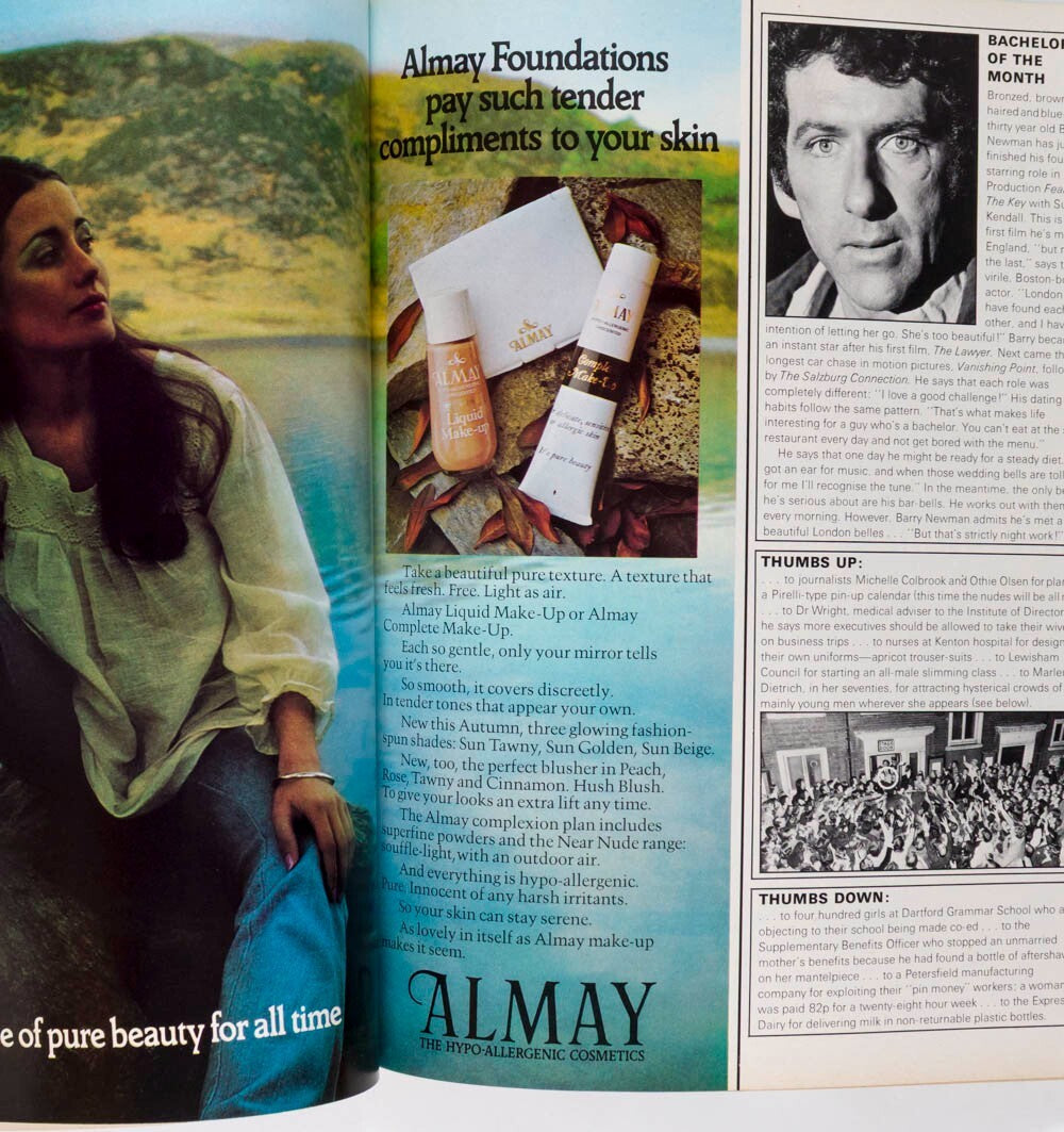 BIBA Bianca Jagger JAY JOHNSON Alan Bates COSMOPOLITAN magazine September 1972