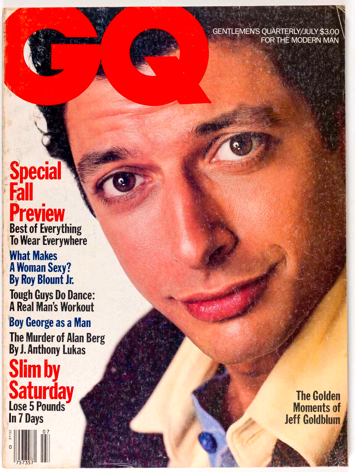 Jeff Goldblum BOY GEORGE Kevin Kline COSTNER US GQ magazine 1985 July JEFF FAHEY