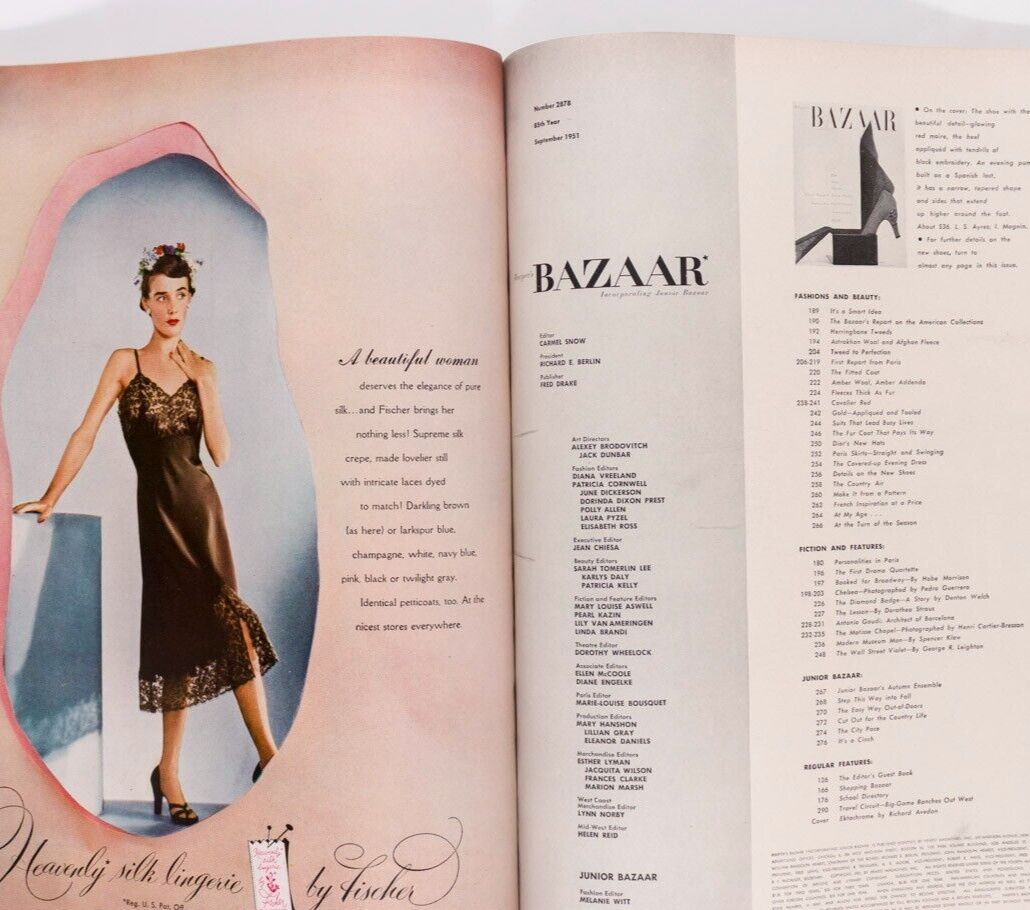 ANDY WARHOL Balenciaga MATISSE Harpers Bazaar 1951 September GAUDI Avedon PARIS