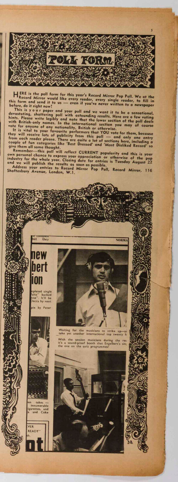 SYD BARRETT Pink Floyd LSD Aretha Franklin ERIC BURDON Record Mirror magazine UK