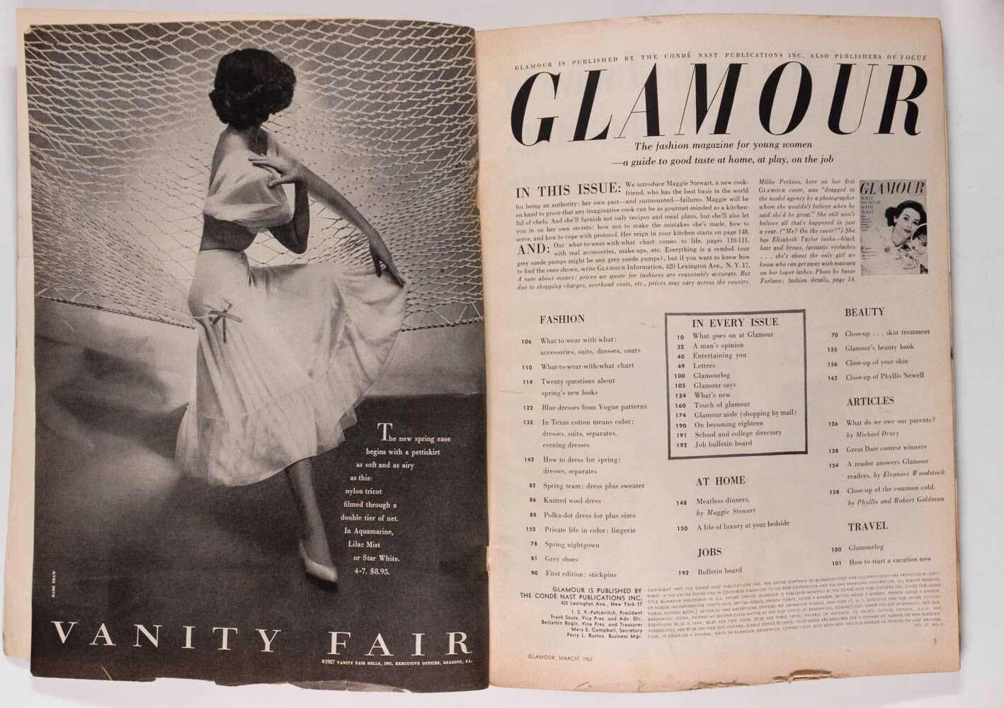 Spring Beauty WHAT TO WEAR WITH Chart GLAMOUR magazine March 1952 Fashion US vtg